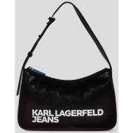 karl lagerfeld γυναικεία τσάντα ώμου μονόχρωμη με contrast logo print - 241j3006 μαύρο