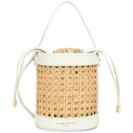 lancaster γυναικεία τσάντα bucket ψάθινη με δερμάτινα τελειώματα `cannage rotin petit seau` - 480-11