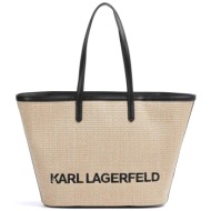 karl lagerfeld γυναικεία τσάντα tote μονόχρωμη με contrast κεντημένο λογότυπο `k/essential raffia` -