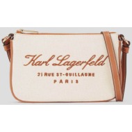 karl lagerfeld γυναικεία τσάντα crossbody μονόχρωμη με κεντημένο λογότυπο `hotel karl` - 241w3206 μπ