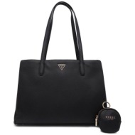 guess γυναικεία τσάντα tote μονόχρωμη με αποσπώμενο mini pouch `power play tech` - hwbg9006230 μαύρο