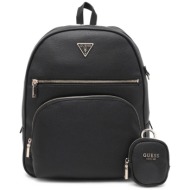 guess γυναικείο backpack μονόχρωμο με αποσπώμενο mini pouch `power play tech` - hwbg9006330 μαύρο