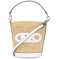michael kors γυναικεία τσάντα bucket με ανάγλυφο contrast μονόγραμμα `townsend` - 32s4s10c5o λευκό