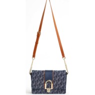 gaudi γυναικεία τσάντα crossbody με all-over jacquard lettering `linea blair` - v4ae-11571 μπλε σκού