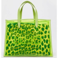 liu jo γυναικεία shopper bag διάφανη από pvc με θήκη με print - va4200t0300 πράσινο