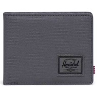 herschel unisex πορτοφόλι μονόχρωμο με contrast logo patch και logo label `roy` - 66uacl01016 γκρι