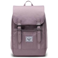 herschel unisex backpack μονόχρωμο με contrast logo patch `retreat™ mini` 10 l - 66ubcl01312 βιολετί