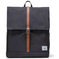 herschel unisex backpack μονόχρωμο με contrast logo patch `city` 16 l - 66ubwr00011 μαύρο