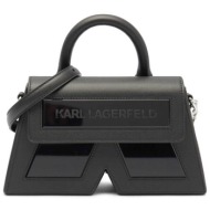 karl lagerfeld γυναικεία τσάντα tote μονόχρωμη με ανάγλυφο λογότυπο `ikon/k` - 240w3190 μαύρο
