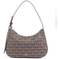 dkny γυναικεία τσάντα ώμου με all-over contrast σχέδια `deena` - r4132c26 μπεζ