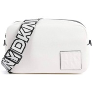 dkny γυναικεία τσάντα crossbody μονόχρωμη με ανάγλυφο logo patch `kenza` - r41eac33 λευκό