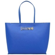just cavalli γυναικεία τσάντα ώμου μονόχρωμη με μεταλλικό λογότυπο - 76ra4bb9zs766 μπλε ηλεκτρίκ