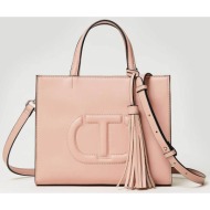 twinset γυναικεία τσάντα χειρός με ανάγλυφο λογότυπο - 241td8022 ροζ