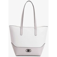 ynot? γυναικεία τσάντα shopper μονόχρωμη με μεταλλική πλάκα με λογότυπο `cindy` - cin006s4 λευκό