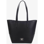 ynot? γυναικεία τσάντα shopper μονόχρωμη με μεταλλική πλάκα με λογότυπο `cindy` - cin006s4 μαύρο