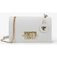 ynot? γυναικεία τσάντα crossbody μονόχρωμη με μεταλλικό λογότυπο `lovers` - lvs001s4 λευκό