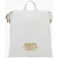 ynot? γυναικείο backpack μονόχρωμο με μεταλλικό λογότυπο `lovers` - lvs003s4 λευκό