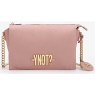 ynot? γυναικεία mini τσάντα ώμου μονόχρωμη με μεταλλικό λογότυπο `lovers` - lvs004s4 ροζ