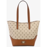 ynot? γυναικεία τσάντα shopper δίχρωμη με contrast monogram print και μεταλλική λεπτομέρεια `symbol`