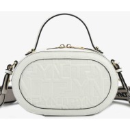 ynot? γυναικεία mini τσάντα crossbody μονόχρωμη με all-over ανάγλυφο λογότυπο `kate` - kat006s4 λευκ
