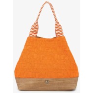 ynot? γυναικεία τσάντα παραλίας shopper με all-over ανάγλυφο λογότυπο `sponge` - spn001s4 πορτοκαλί