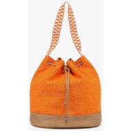 ynot? γυναικεία τσάντα παραλίας bucket με all-over ανάγλυφο λογότυπο `sponge` - spn004s4 πορτοκαλί
