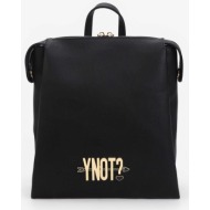 ynot? γυναικείο backpack μονόχρωμο με μεταλλικό λογότυπο `lovers` - lvs003s4 μαύρο