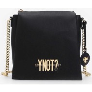 ynot? γυναικεία τσάντα ώμου μονόχρωμη με μεταλλικό λογότυπο `lovers` - lvs007s4 μαύρο