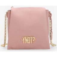 ynot? γυναικεία τσάντα ώμου μονόχρωμη με μεταλλικό λογότυπο `lovers` - lvs007s4 ροζ