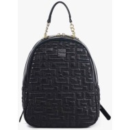 ynot? γυναικείο backpack μονόχρωμο με all-over ανάγλυφο γεωμετρικό pattern `stitch` - stc006s4 μαύρο