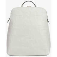 ynot? γυναικείο backpack μονόχρωμο με all-over ανάγλυφο λογότυπο `kate` - kat002s4 λευκό