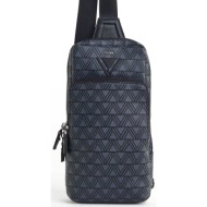gaudi ανδρική τσάντα crossbody με all-over geometric print και μεταλλικό λογότυπο - v4ae-11264 μαύρο