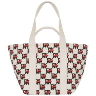 dkny γυναικεία τσάντα tote βαμβακερή με all-over logo και heart print `heart of ny` - r41agf02 εκρού