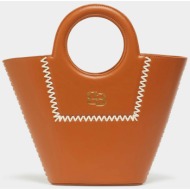 iblues γυναικεία τσάντα χειρός μονόχρωμη με contrast λεπτομέρειες `basketbag` - 2417511042 ταμπά