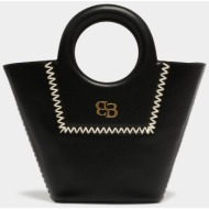 iblues γυναικεία τσάντα χειρός μονόχρωμη με contrast λεπτομέρειες `basketbag` - 2417511042 μαύρο
