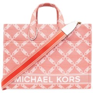 michael kors γυναικεία τσάντα tote μονόχρωμη με all-over contrast monogram και logo print `gigi` - 3