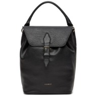 coccinelle γυναικείο δερμάτινο backpack μονόχρωμο με σταμπωτό λογότυπο - e1q2k-140101 μαύρο