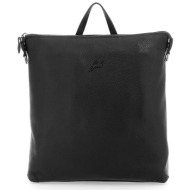 gabs γυναικείο δερμάτινο backpack μονόχρωμο με μεταλλικό λογότυπο `lolita m` - g007070t2x2428 μαύρο