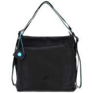 gabs γυναικεία δερμάτινη τσάντα ώμου μονόχρωμη με μεταλλικό λογότυπο `aissa tg` - g009590t3x2428 μαύ