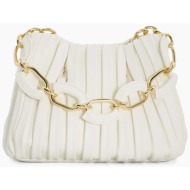 dune london γυναικεία τσάντα χειρός μονόχρωμη με πλισέ σχέδιο `dinidominie` - 0022511200005 λευκό