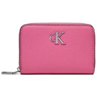 ck jeans γυναικείο πορτοφόλι μονόχρωμο με μεταλλικό logo - k60k611500 ροζ