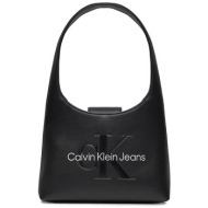 ck jeans γυναικεία τσάντα ώμου με λογότυπο - k60k611548 μαύρο