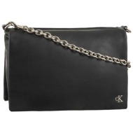 ck jeans γυναικεία τσάντα crossbody με αλυσίδα και logo στο πλαι - k60k611948 μαύρο