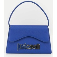 just cavalli γυναικεία mini τσάντα χειρός μονόχρωμη με μεταλλικό λογότυπο - 76ra4bb4zs766 μπλε ηλεκτ