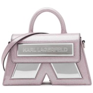 karl lagerfeld γυναικεία τσάντα χειρός με all-over σχέδιο με glitter και ανάγλυφο λογότυπο `icon k` 