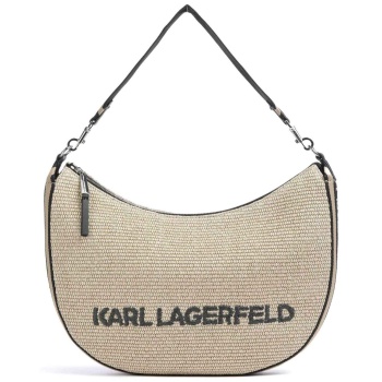 karl lagerfeld γυναικεία τσάντα ώμου μονόχρωμη με ανάγλυφο