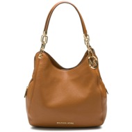 michael kors γυναικεία δερμάτινη τσάντα ώμου `lillie large` - 30t9g0le3l καμηλό