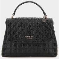 guess γυναικεία τσάντα χειρός με all-over logo print `yarmilla` - hwgg9322200 μαύρο