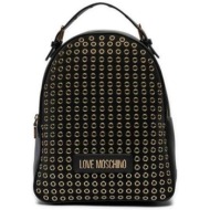 love moschino γυναικείο backpack με ανάγλυφο μεταλλικό σχέδιο και λογότυπο - jc4062pp1llh1 μαύρο