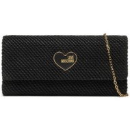 love moschino γυναικεία τσάντα clutch με πλεκτό σχέδιο και μεταλλικό λογότυπο - jc4142pp1lln1 μαύρο